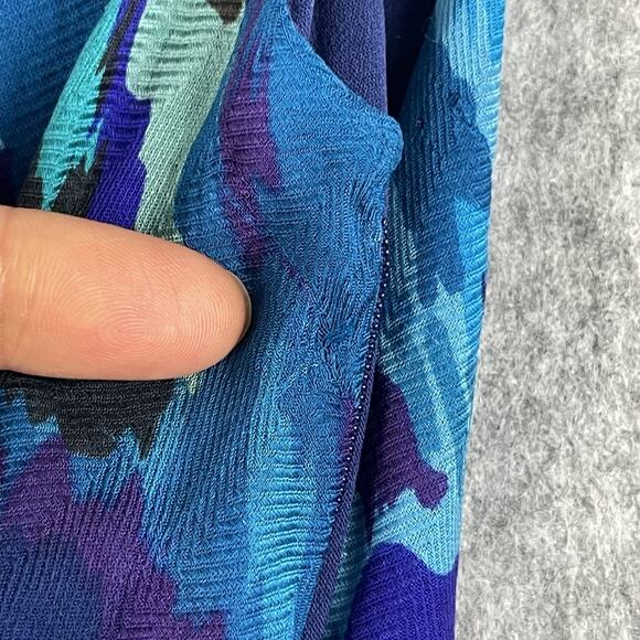 Diane Von Furstenberg Silk Dress Womens 2 Blue Faux Wrap Drapey Neiman DVF Y2K - Picture 10 of 16